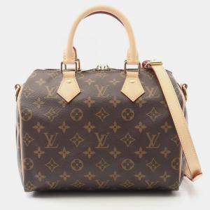 Pre Owned Louis Vuitton Speedy Bandouliere 25 Handbag Coated Canvas And Leather Monogram Brown