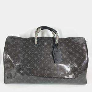 Pre Owned Louis Vuitton Monogram Eclipse Glaze Isetan Limited Keepall Bandouliere 50 2Way Bag Travel Shoulder Boston Black
