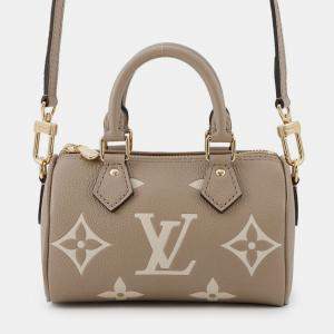 Pre Owned Louis Vuitton Beige Monogram Empreinte Nano Speedy Handbag