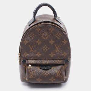 Pre Owned Louis Vuitton Palm Springs Mini Backpack Coated Canvas And Leather With Monogram Design Brown Black