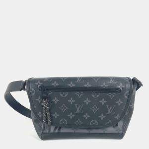 Pre Owned Louis Vuitton Monogram Eclipse Pulse Messenger Bag Crossbody Flap Shoulder Canvas Black