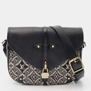 Pre Owned Louis Vuitton Neo Saumur Mm Since 1854 Shoulder Bag Canvas And Leather With Monogram Jacquard Black White