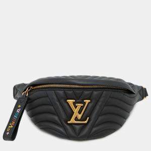 Pre Owned Louis Vuitton New Wave Bum Bag Calfskin Leather Black