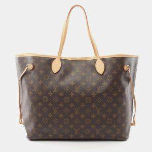 Pre Owned Louis Vuitton Neverfull Gm Tote Bag Coated Canvas And Leather Monogram Brown