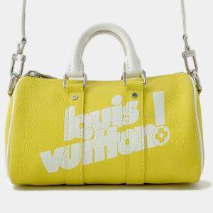 Pre Owned Louis Vuitton Handbag Keepall Xs Taurillon Leather White