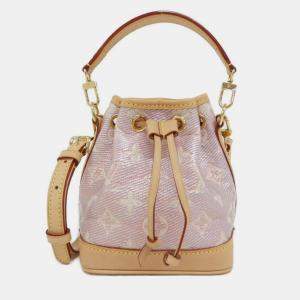 Pre Owned Louis Vuitton Monogram Laminated Jacquard Nano Noe Shoulder Bag