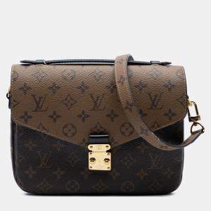 Pre Owned Louis Vuitton Brown Monogram Reverse Pochette Metis