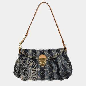 Pre Owned Louis Vuitton Blue Monogram Denim Mini Pleaty Raye Handbag