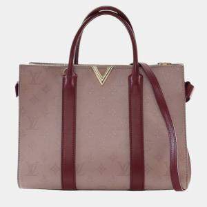 Pre Owned Louis Vuitton Brown Monogram Cuir Plume Very Tote MM