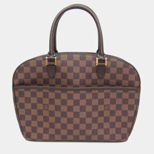 Pre Owned Louis Vuitton Damier Sarria Horizontal Handbag Brown Ebene
