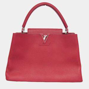 Pre Owned Louis Vuitton Parnassea Capucines Gm Handbag Red Color