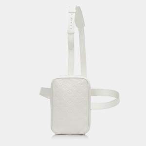 Pre Owned Louis Vuitton White Monogram Taurillon Utility Side 