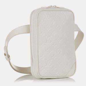 Pre Owned Louis Vuitton White Monogram Taurillon Utility Side 