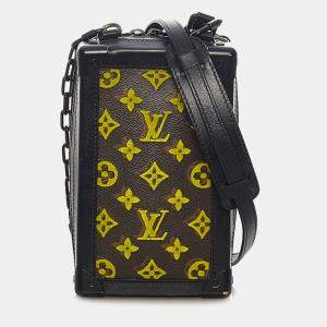 Pre Owned Louis Vuitton Black Brown Monogram Tuffetage Vertical Soft Trunk
