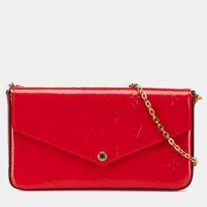 Pre Owned Louis Vuitton Red Monogram Vernis Pochette Felicie