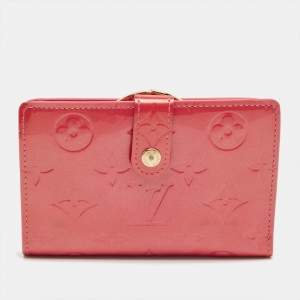 Pre Owned Louis Vuitton Framboise Monogram Vernis French Purse Wallet 