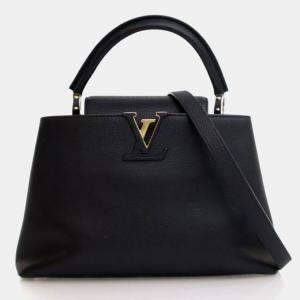 Pre Owned Louis Vuitton Black Calfskin Capucines PM