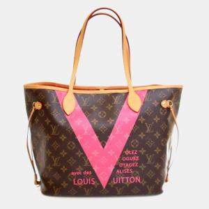 Pre Owned Louis Vuitton Brown Monogram V Neverfull MM