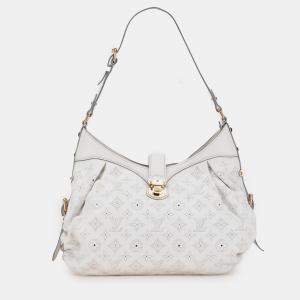Pre Owned Louis Vuitton White Monogram Mahina XS