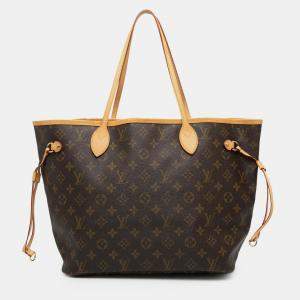 Pre Owned Louis Vuitton Brown Monogram Neverfull MM