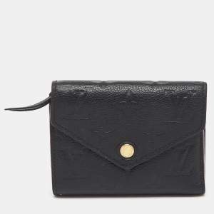 Pre Owned Louis Vuitton Black Monogram Empreinte Leather Victorine Wallet