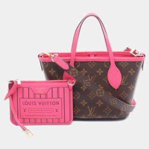 Pre Owned Louis Vuitton Neverfull Inside Out Bb Tote Bag  Coated Canvas And Leather  Monogram  Brown Pink