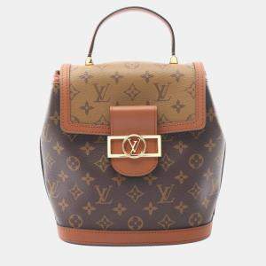 Pre Owned Louis Vuitton Dauphine Backpack  Pvc-Coated Canvas And Leather  Monogram Reverse  Brown