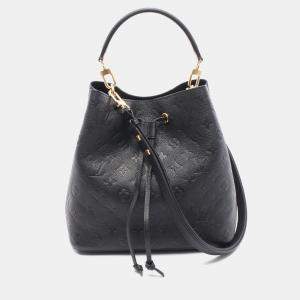 Pre Owned Louis Vuitton Neonoe Handbag  Leather Monogram Empreinte  Black