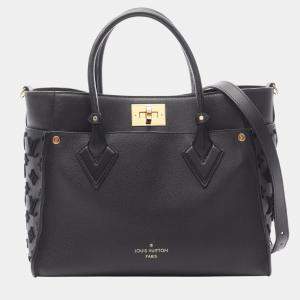 Pre Owned Louis Vuitton On My Side Mm Handbag  Monogram Tufted Leather  Black