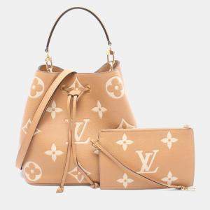 Pre Owned Louis Vuitton Neonoe MM  Brown/White Monogram Empreinte Leather Shoulder Bag
