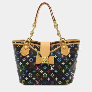 Pre Owned Louis Vuitton Monogram Multicolore Annie  Ribbon Noir GM Tote