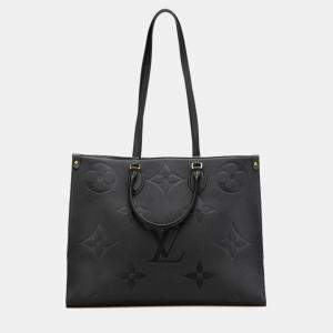 Pre Owned Louis Vuitton Monogram Empreinte On The Go Gm Tote Bag  2-Way    Noir Black Leather