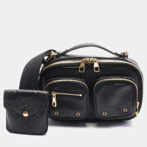 Pre Owned Louis Vuitton Utility Crossbody Shoulder Bag Leather Black