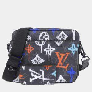 Pre Owned Louis Vuitton Monogram Eclipse (Lv Graffiti) Trio Messenger Shoulder Bag