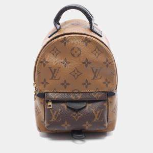 Pre Owned Louis Vuitton Palm Springs Mini Backpack  Coated Canvas And Leather  Monogram Reverse  Brown