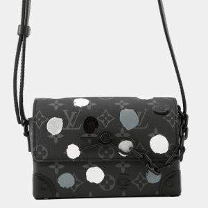 Pre Owned Louis Vuitton Monogram Eclipse Shoulder Bag With Lv X Yk Steamer Wearable Wallet Black
