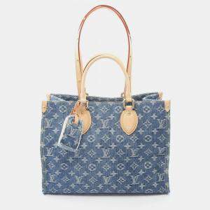 مملوكة مسبقًا Louis Vuitton OnTheGo MM Blue Monogram Denim Tote Bag