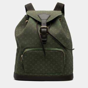 Pre Owned Louis Vuitton Green Monogram Mini Lin Montsouris GM