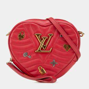 Pre Owned Louis Vuitton Red Calfskin Embellished New Wave Love Lock Crossbody