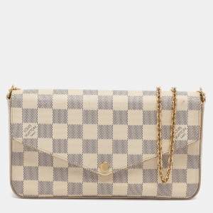 Pre Owned Louis Vuittion Damier Azur Coated Canvas Pochette Felicie Bag