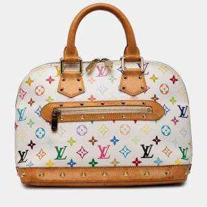 Pre Owned Louis Vuitton White Monogram Multicolore Alma PM