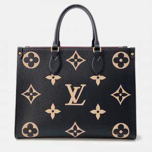 Pre Owned Louis Vuitton Onthego Noir/Beige Bicolor Monogram Empreinte Leather MM Bag