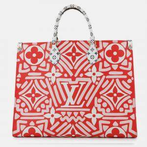 Pre Owned Louis Vuitton Onthego Red Monogram Giant Lv Crafty Size GM