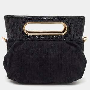 Pre Owned Louis Vuitton Black Suede and Patent Leather Limited Edition Motard Afterdark Bag