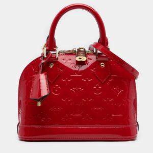 Pre Owned Louis Vuitton Red Monogram Vernis Alma BB
