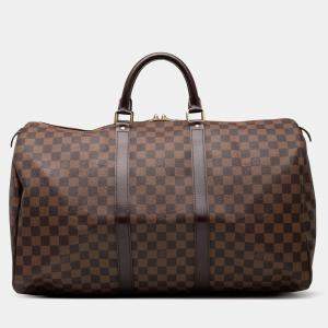 Pre Owned Louis Vuitton Brown Damier Ebene Keepall 50