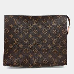 Pre Owned Louis Vuitton Pochette Toilette 26 Brown Monogram Canvas Clutch Bag