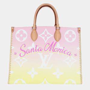 Pre Owned Louis Vuitton By The Pool Monogram Giant Onthego GM Pink Coated Canvas Tote Bag