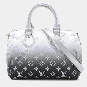 Pre Owned Louis Vuitton Grey/Silver Monogram Nylon Gradient Speedy Bandouliere 25