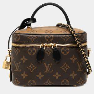 Pre Owned Louis Vuitton Monogram Reverse PM Brown Beige Canvas Vanity Bag